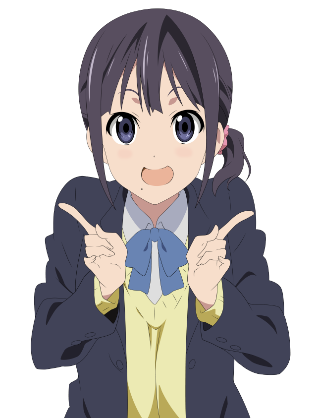 Girl ponytail pointing camera hands free wallpaper for mobile - medium preview image