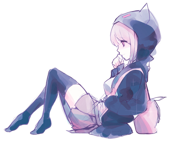 Person sitting ground cat ears free wallpaper for desktop - medium preview image