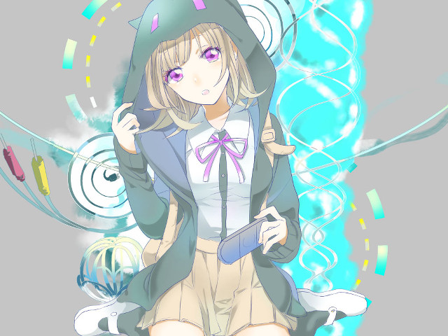 Girl hoodie sitting table tablet free wallpaper for desktop - medium preview image