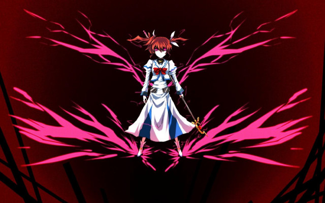 Woman sword red lighting magical free wallpaper for desktop - medium preview image