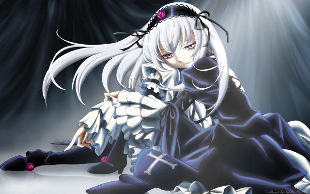 Woman white hair sword ground free wallpaper for desktop - medium preview image
