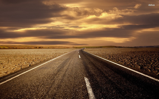 Long road cloudy sky lone free wallpaper for desktop - medium preview image