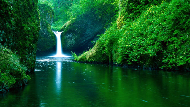 Waterfall green forest stream nature #14 free wallpaper for desktop - medium preview image