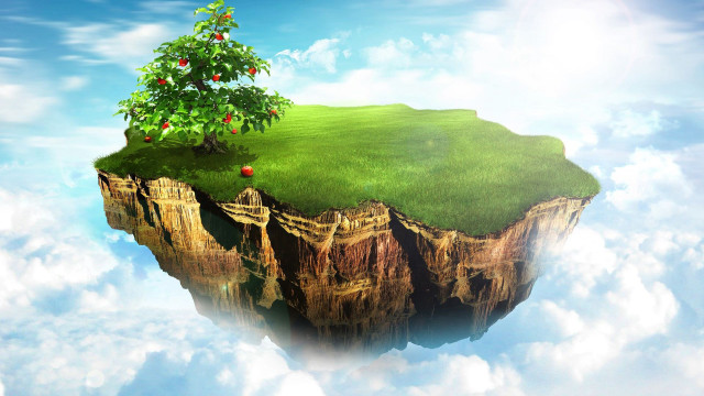 Floating island sky tree top free wallpaper for desktop - medium preview image