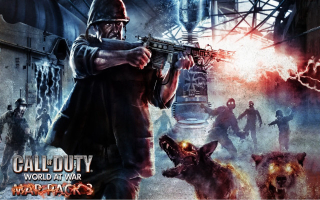 Man holding gun zombies factory free wallpaper for desktop - medium preview image