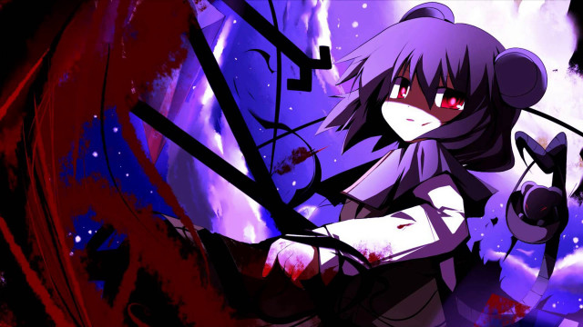 Girl gun purple background red free wallpaper for desktop - medium preview image