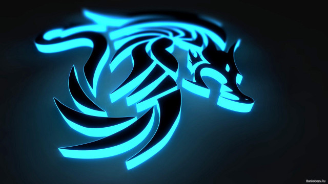 Blue black dragon 3d glowing free wallpaper for desktop - medium preview image