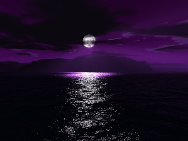 Purple sky full moon water free wallpaper for desktop - medium preview image
