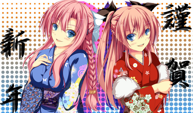 Anime girls pink hair blue #8 free wallpaper for desktop - medium preview image