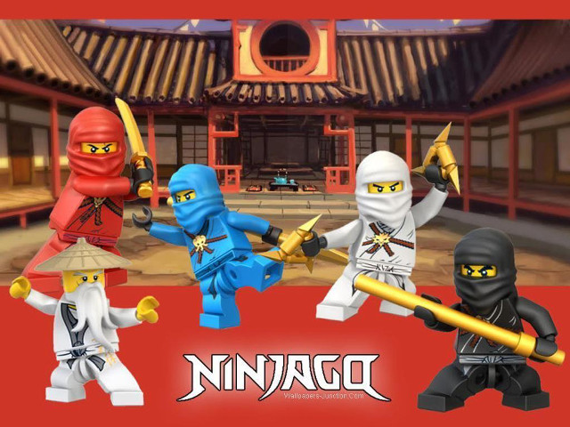 Lego ninja red background white free wallpaper for desktop - medium preview image