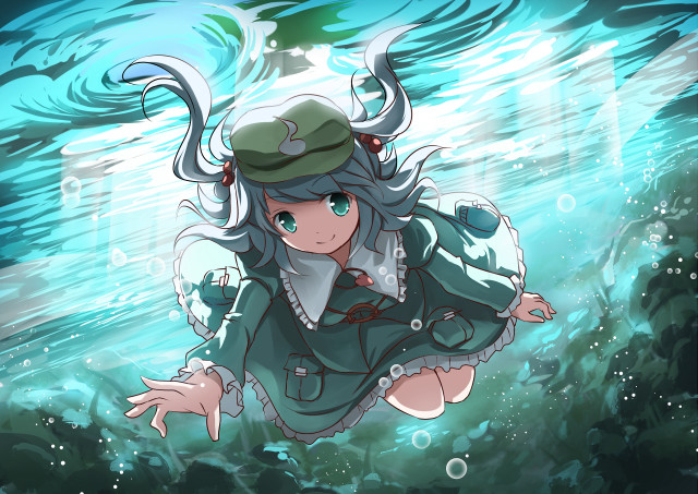Girl floating water arms out free wallpaper for desktop - medium preview image