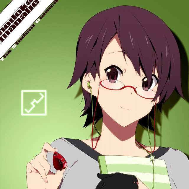 Woman glasses green checkmarks anime free wallpaper for tablet - medium preview image