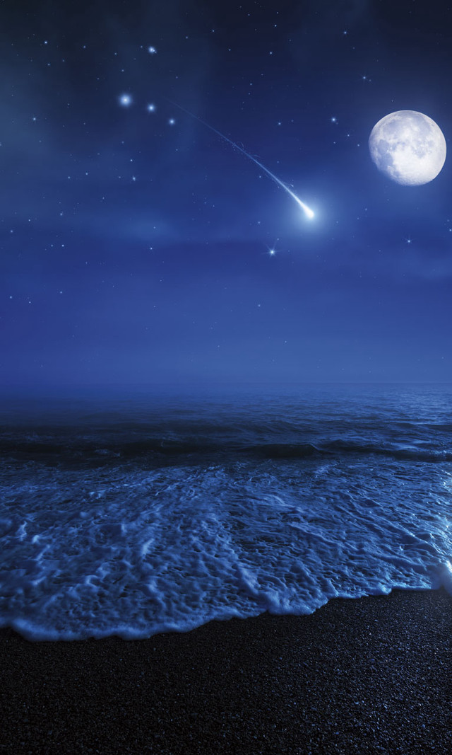 Beach wave moon star full free wallpaper for mobile - medium preview image