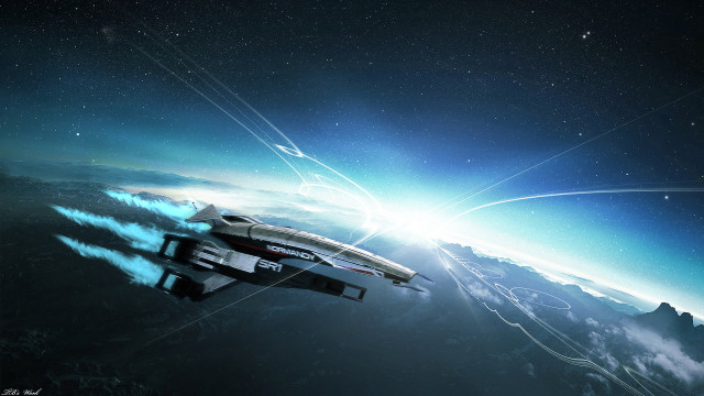 Spaceship flying sky star background free wallpaper for desktop - medium preview image