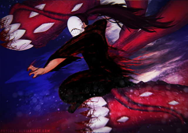 Woman black dress flying dragon free wallpaper for desktop - medium preview image