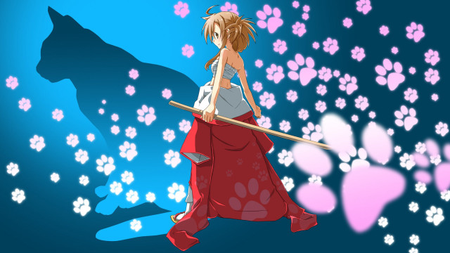 Woman red dress wolf flower free wallpaper for desktop - medium preview image