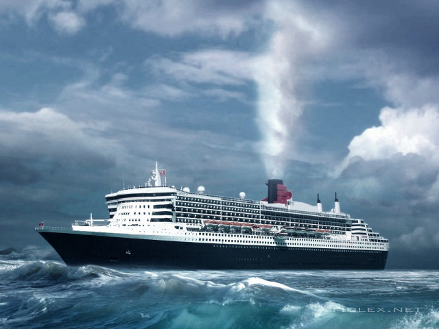 Cruise ship ocean clouds rainbow free wallpaper for desktop - medium preview image