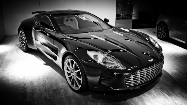 Black white sports car showroom free wallpaper for desktop - medium preview image