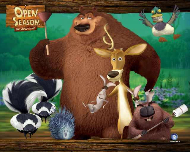 Cartoon bear forest scene open free wallpaper for desktop - medium preview image