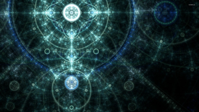 Blue green pattern circles stars free wallpaper for desktop - medium preview image