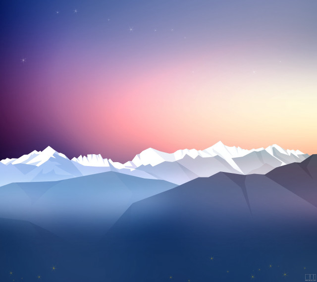Mountain range pink sky stars free wallpaper for tablet - medium preview image