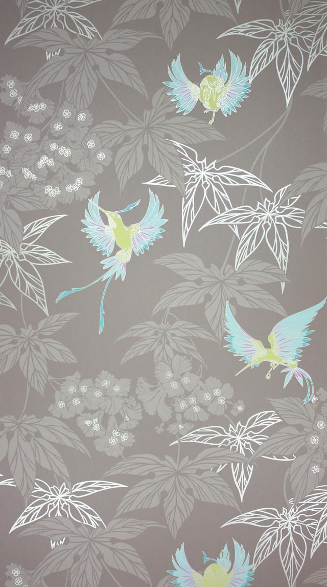 Bird flowers wall pattern decoration free wallpaper for mobile - medium preview image