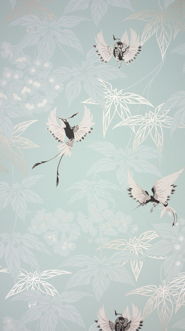 Birds flowers blue wallpaper room free wallpaper for mobile - medium preview image