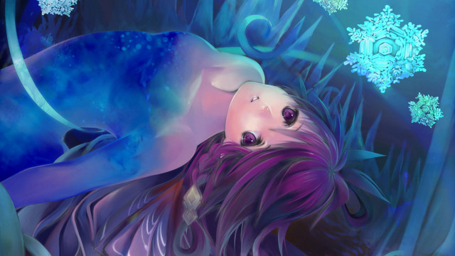 Woman laying snow snowflakes blue free wallpaper for desktop - medium preview image