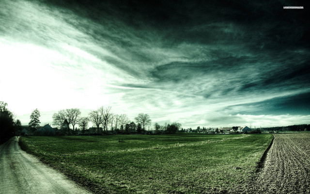 Dirt road green field cloudy #3 free wallpaper for desktop - medium preview image