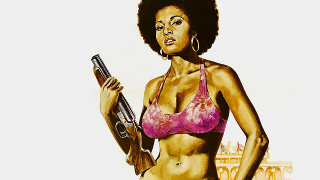 Woman bikini gun painting artwork free wallpaper for desktop - medium preview image