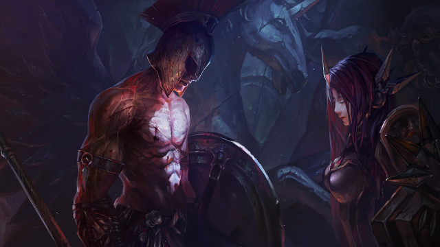 Cave demon armor blood red free wallpaper for desktop - medium preview image