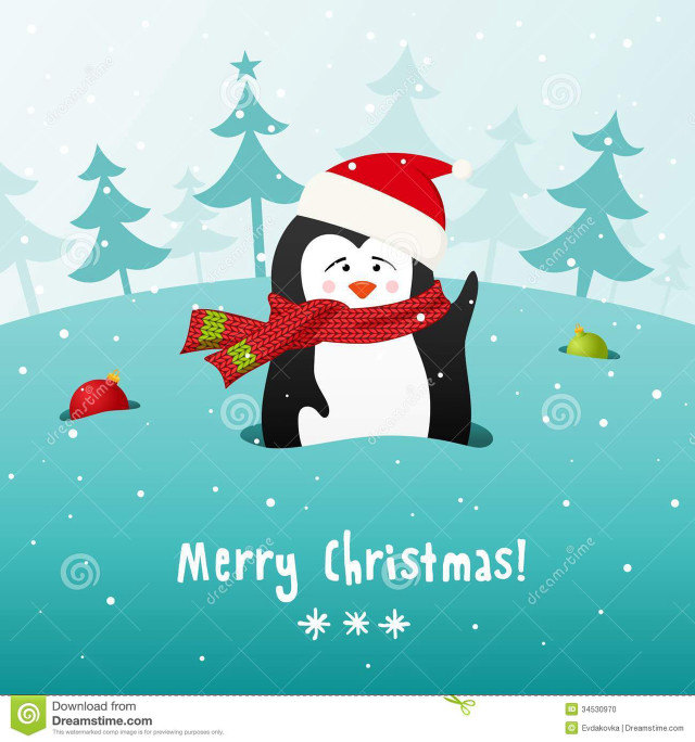Penguin red scarf santa hat free wallpaper for tablet - medium preview image