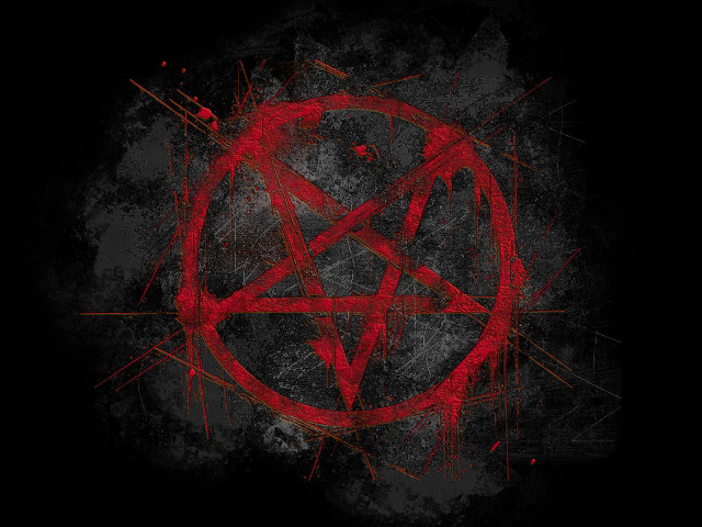 Pentagram red paint black background free wallpaper for desktop - medium preview image