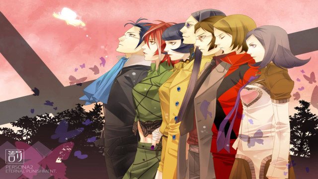 People standing pink sky butterflies free wallpaper for desktop - medium preview image