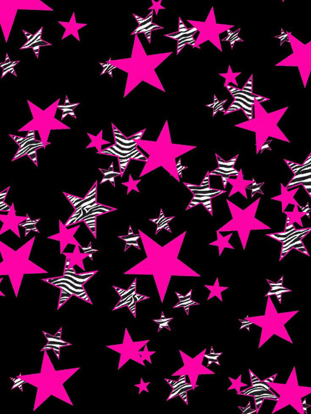 Black background pink stars stripes free wallpaper for mobile - medium preview image