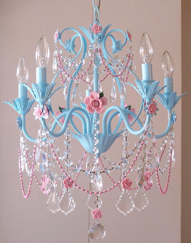 Chandelier blue pink flowers hanging free wallpaper for mobile - medium preview image