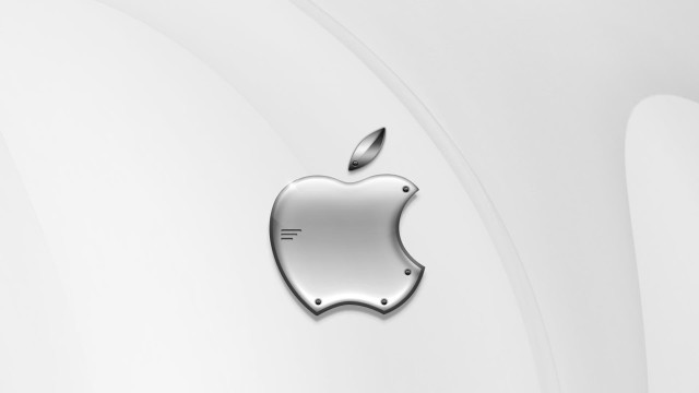 Apple logo white background silver free wallpaper for desktop - medium preview image