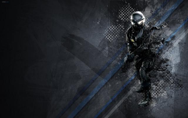 Man suit helmet gun blue free wallpaper for desktop - medium preview image