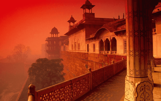 Red sky building clock tower #2 free wallpaper for desktop - medium preview image