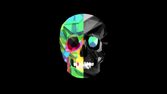 Colorful skull black background white #3 free wallpaper for desktop - medium preview image
