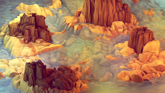 Rocky landscape water ambient occlusion free wallpaper for desktop - medium preview image
