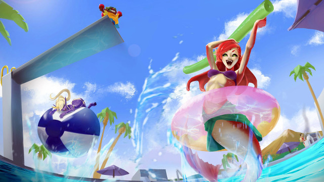 Cartoon character water slide pool free wallpaper for desktop - medium preview image