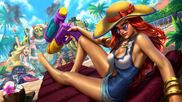 Woman bikini hat bed toy free wallpaper for desktop - medium preview image