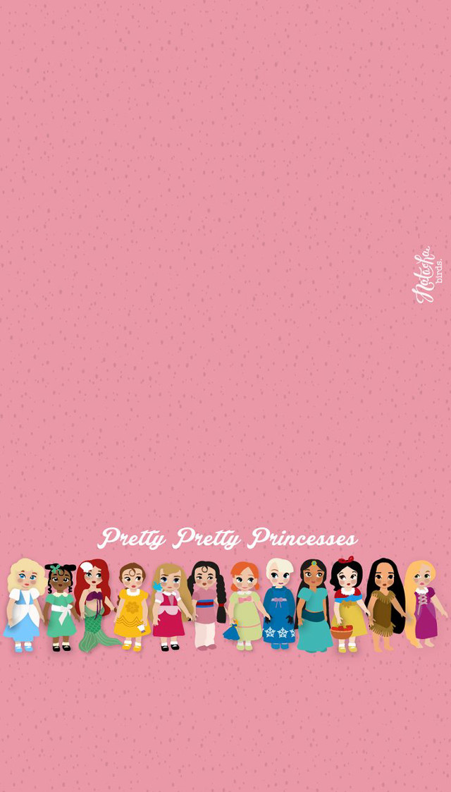 Pretty princesses pink background multiple free wallpaper for mobile - medium preview image