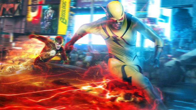 Man yellow suit running city free wallpaper for desktop - medium preview image