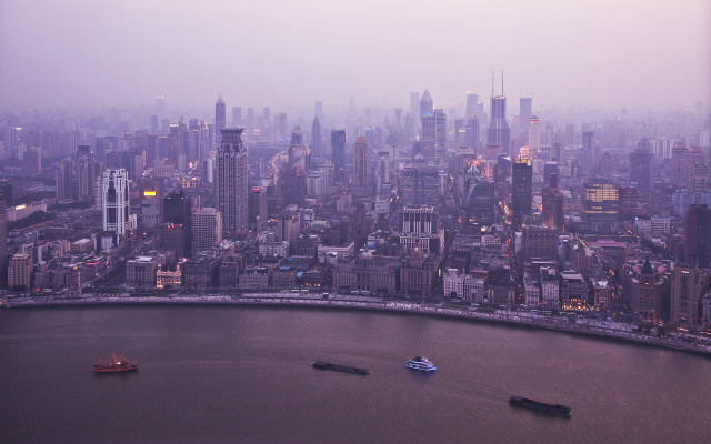 City skyline water foreground water free wallpaper for desktop - medium preview image