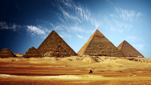 Pyramids desert blue sky clouds #4 free wallpaper for desktop - medium preview image