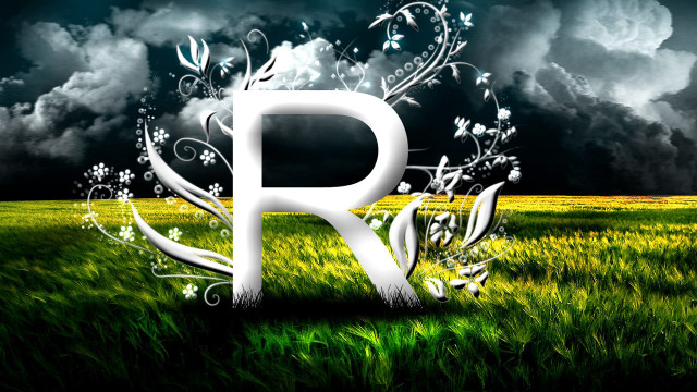 Letter r grass storm clouds free wallpaper for desktop - medium preview image