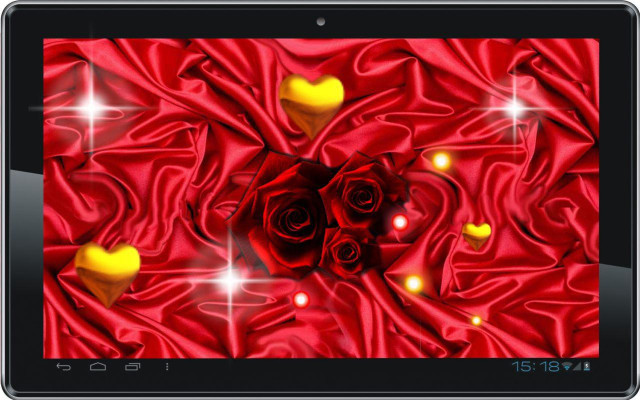 Tablet red rose hearts screen free wallpaper for desktop - medium preview image