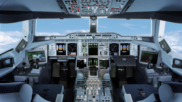 Cockpit inside view airplane control free wallpaper for desktop - medium preview image